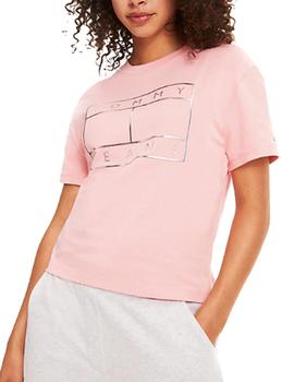 Camiseta Tommy Jeans cropped rosa