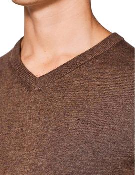 Jersey Esprit cuello pico marrón