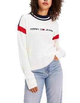 Jersey Tommy Jeans Colorblock blanco