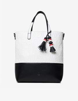Desigual Borsa Kaila Nerima 2 In 1 Maxi In Similpelle Bianca E Nera Con Mini Borsa Interna