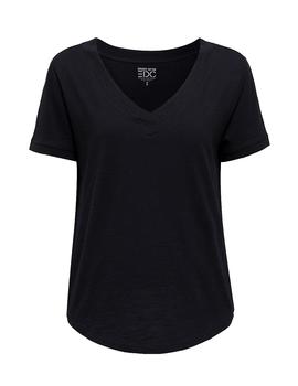 Camiseta Esprit cuello pico negro