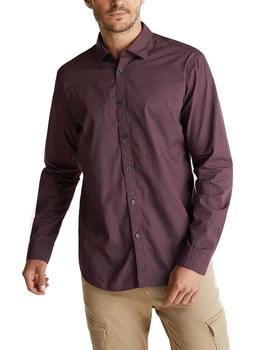 Camisa Esprit microestampada burdeos