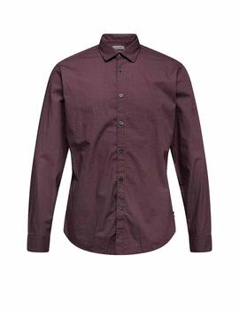 Camisa Esprit microestampada burdeos