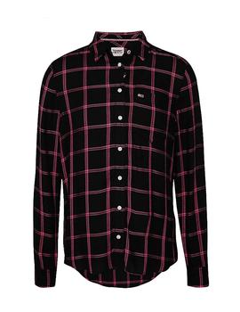 Camisa Tommy Jeans Fluid Check rosa