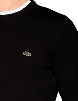 Jersey Lacoste cuello redondo negro