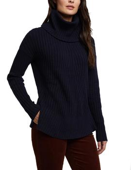 Jersey Esprit cuello vuelto marino