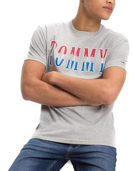 Camiseta Tommy Jeans Split Logo gris