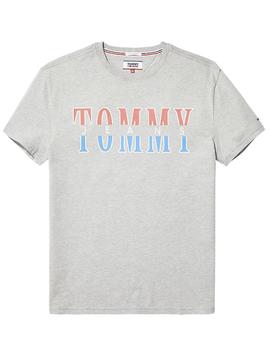 Camiseta Tommy Jeans Split Logo gris