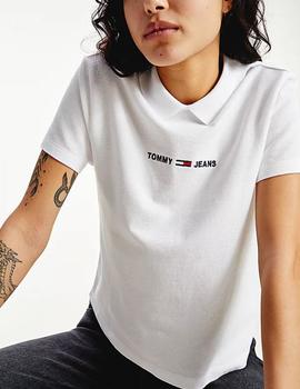 Polo Tommy Jeans logo blanco