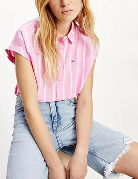 Blusa Tommy Jeans relaxed rosa