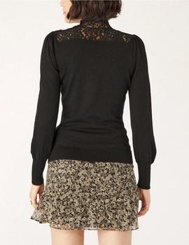 Jersey Naf Naf cuello puntillas negro