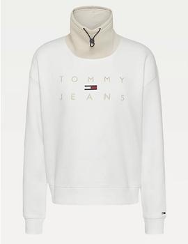 Sudadera Tommy Jeans cuello chimenea blanco