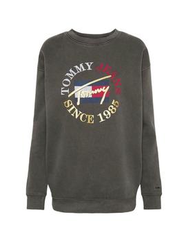 Sudadera Tommy Jeans logo gris
