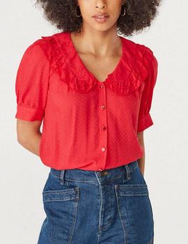 Blusa Naf Naf cuello bobo rojo