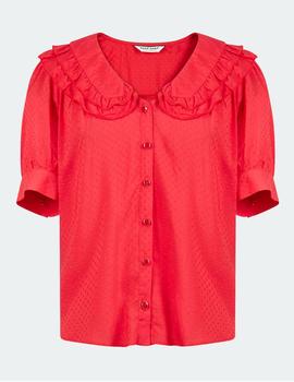 Blusa Naf Naf cuello bobo rojo