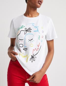 Camiseta Desigual Faces blanco