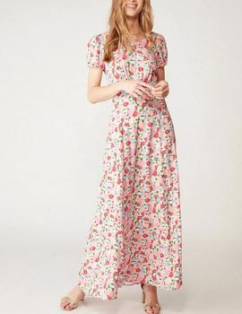 Vestido Naf Naf largo estampado rosa