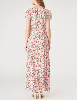 Vestido Naf Naf largo estampado rosa