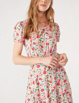 Vestido Naf Naf largo estampado rosa