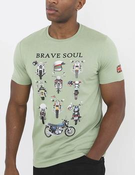 Camiseta Brave Soul motos verde