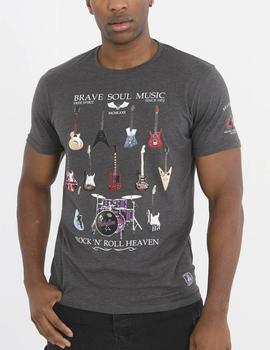 Camiseta Brave Soul rock gris