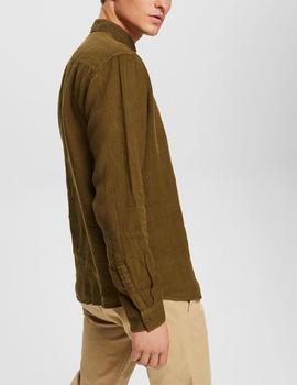 Camisa Esprit lino khaki