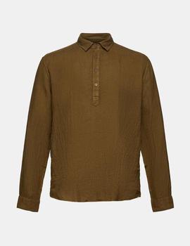 Camisa Esprit lino khaki