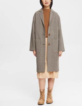 Abrigo Esprit pata de gallo oversize beige