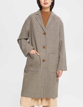 Abrigo Esprit pata de gallo oversize beige