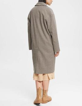 Abrigo Esprit pata de gallo oversize beige