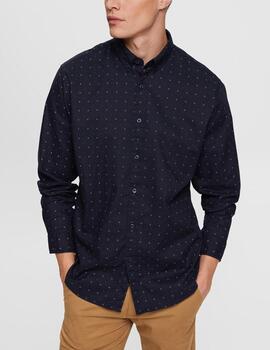 Camisa Esprit microestampada marino