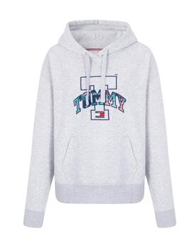 Sudadera Tommy Jeans logo gris