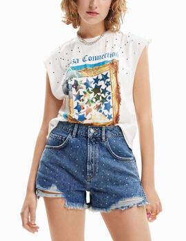 Camiseta Desigual Amsterdam tachuelas blanco