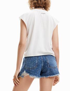 Camiseta Desigual Amsterdam tachuelas blanco