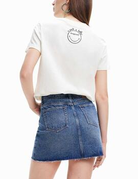 Camiseta Desigual Smiley margaritas blanco