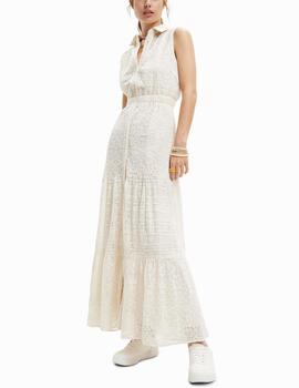 Vestido Desigual Moon bordados blanco