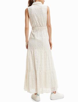 Vestido Desigual Moon bordados blanco