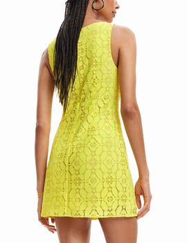 Vestido Desigual Newcastle encaje amarillo