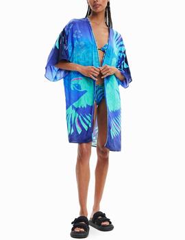 Kimono Desigual estampado tropical azul