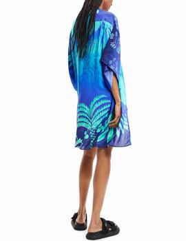 Kimono Desigual estampado tropical azul