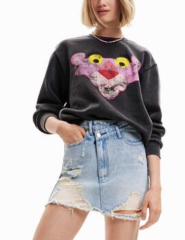 Sudadera Desigual Pink Panther desgastada gris