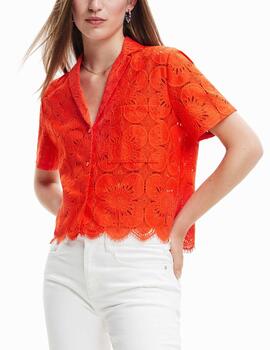 Camisa Desigual Preston encaje rojo