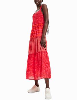 Vestido Desigual Ely largo patch rojo