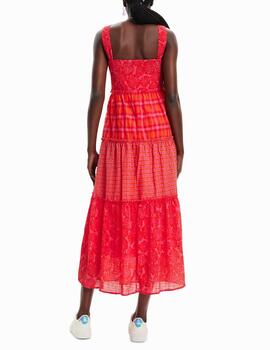 Vestido Desigual Ely largo patch rojo