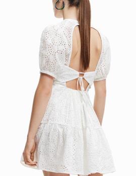 Vestido Desigual Limón corto bordado blanco