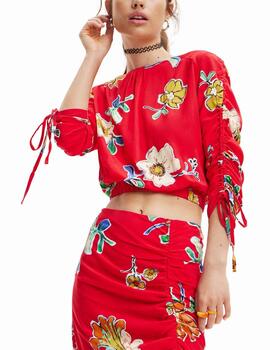 Blusa Desigual Landi estampada rojo