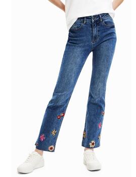 Pantalón vaquero Desigual Nicole cropped bordado