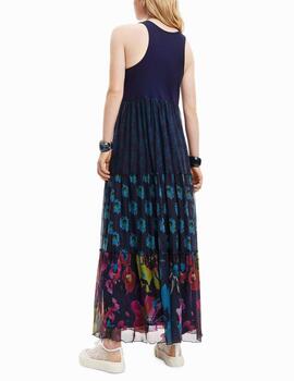 Vestido Desigual Dudas combinado tul azul