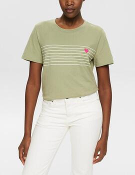 Camiseta Esprit corazón khaki