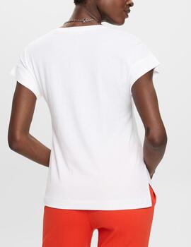 Camiseta Esprit tejido jersey blanco